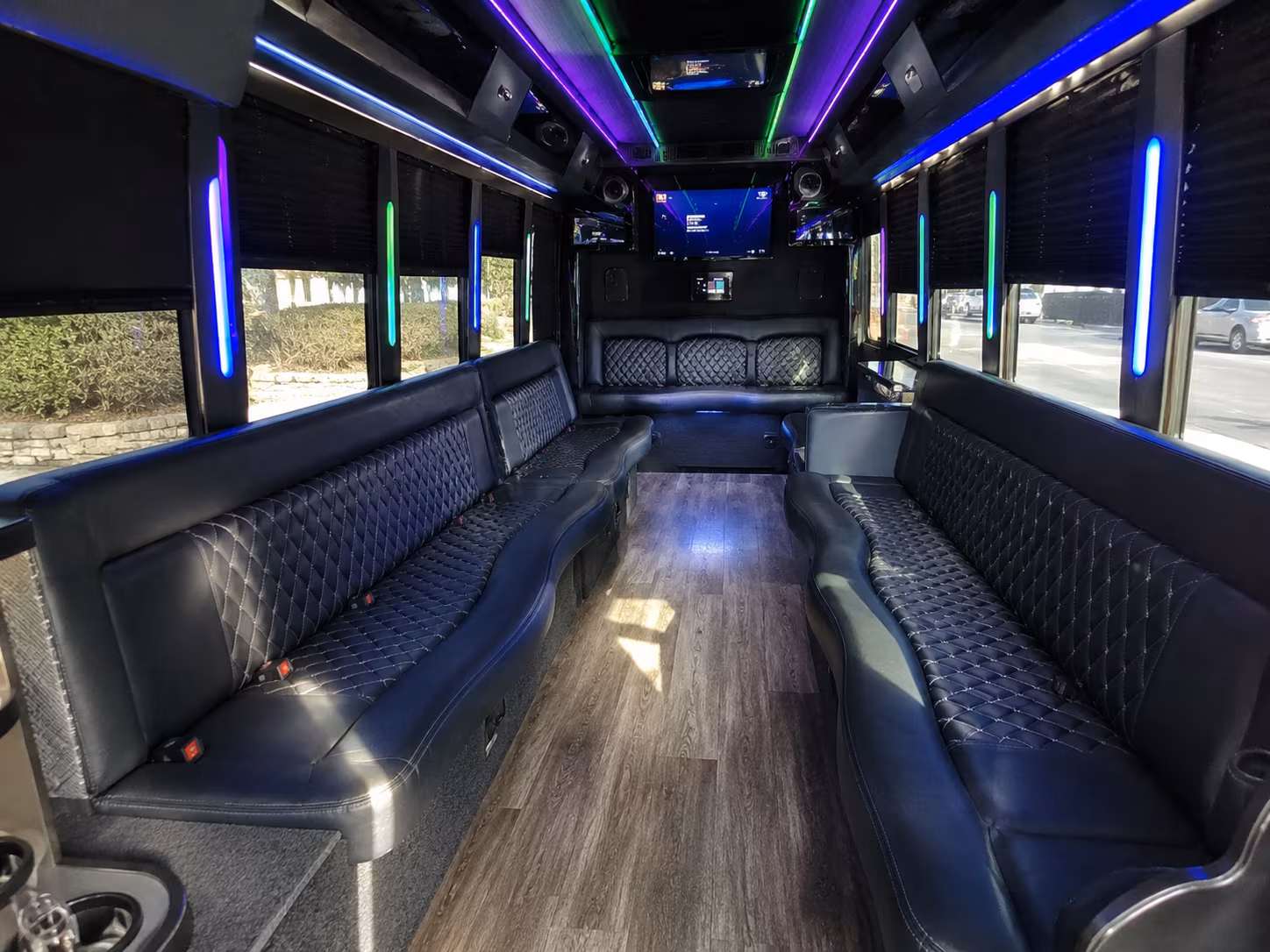 west new york 15 passenger party bus interior