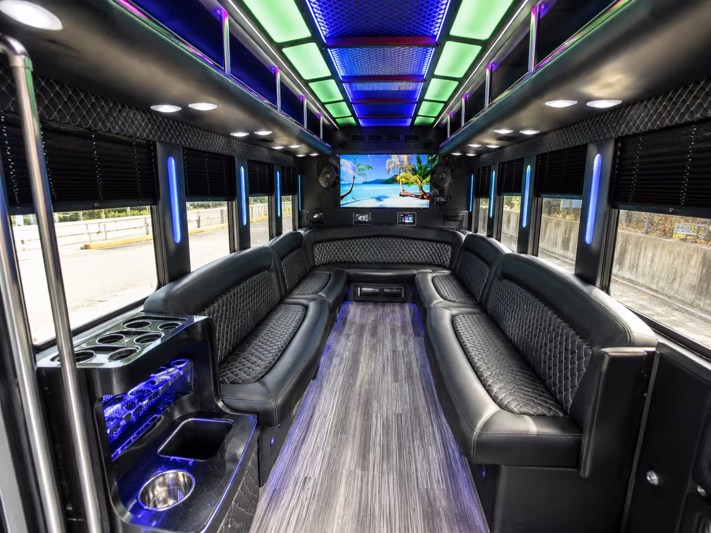 west new york 18 passenger party bus inside