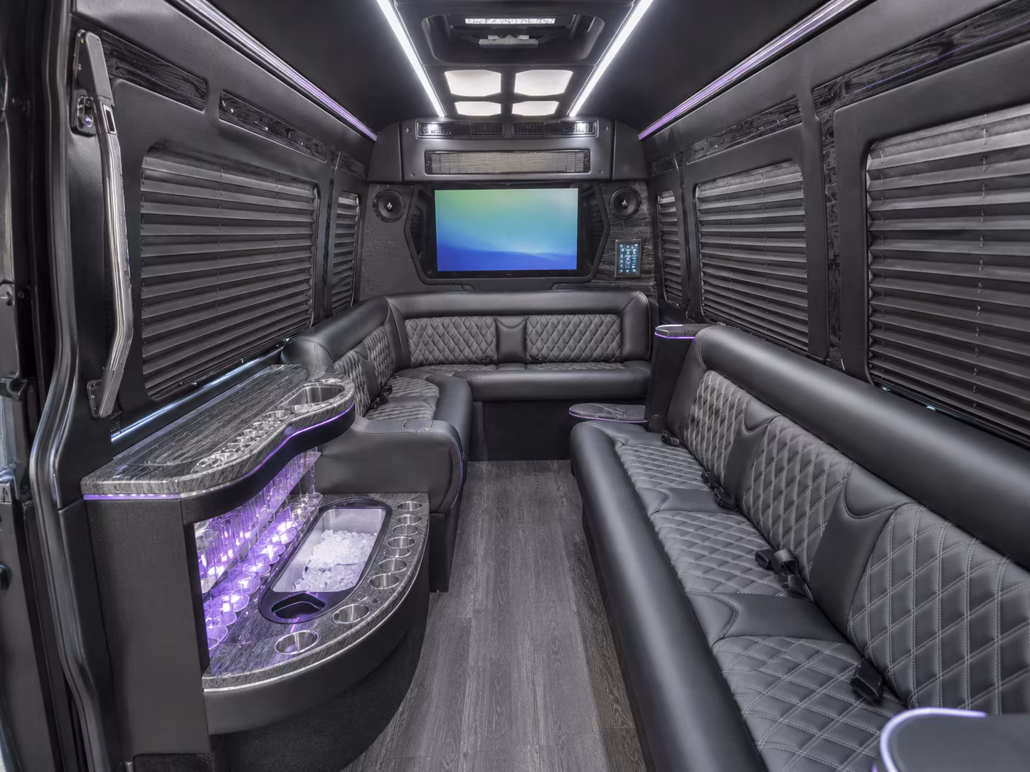 west new york 18 passenger party bus interior