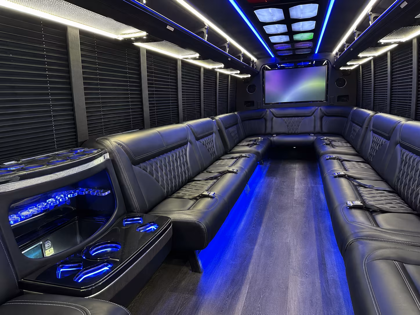 west new york 20 passenger party bus inside