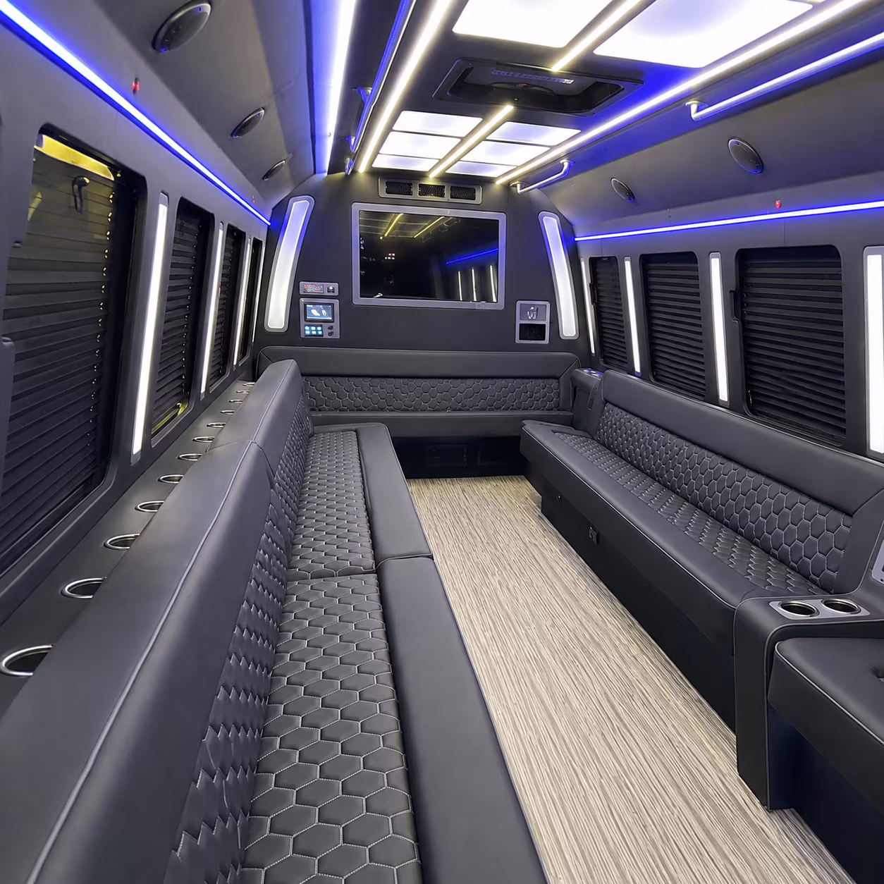 west new york 40 passenger party bus inside