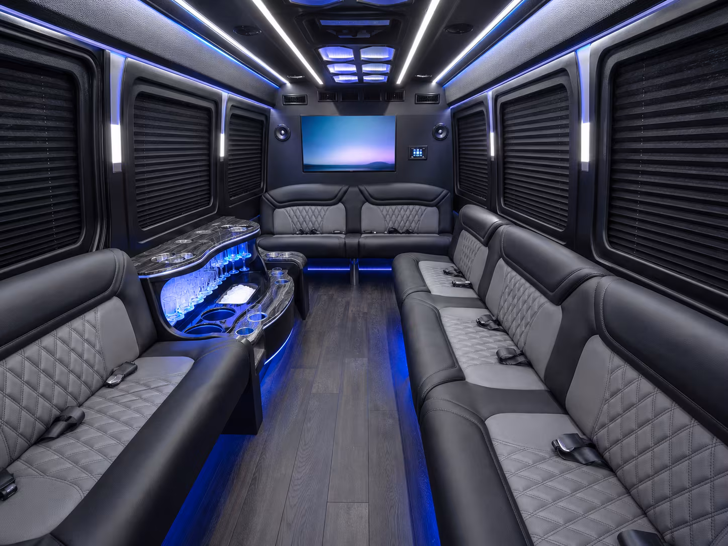 west new york 40 passenger party bus interior