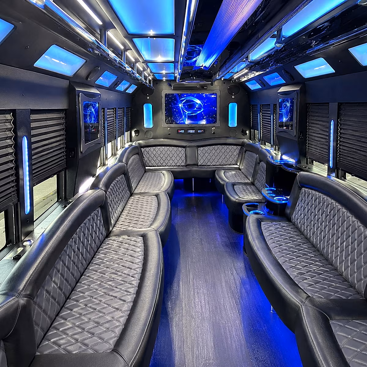 west new york 50 passenger party bus interior